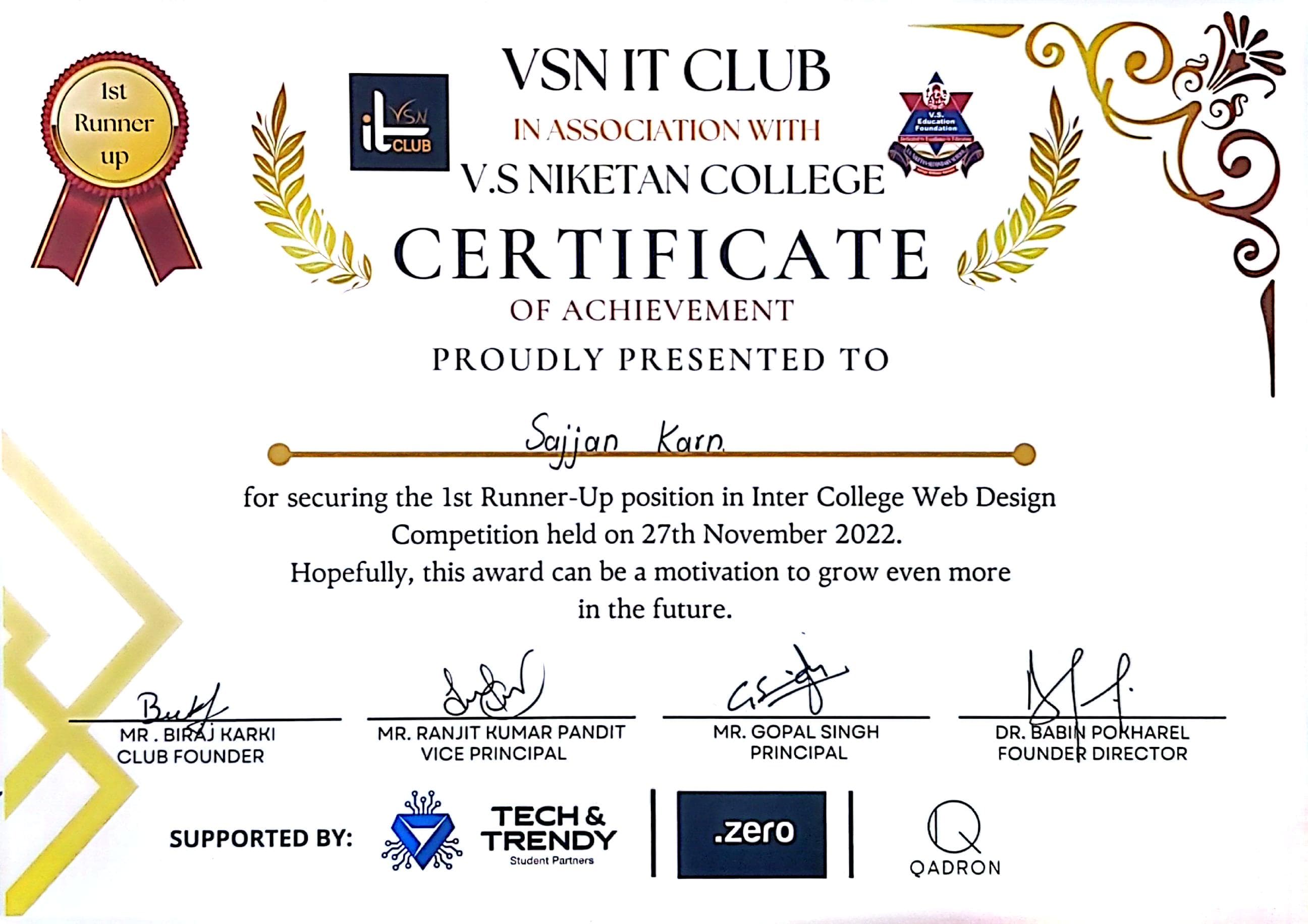 Certificate